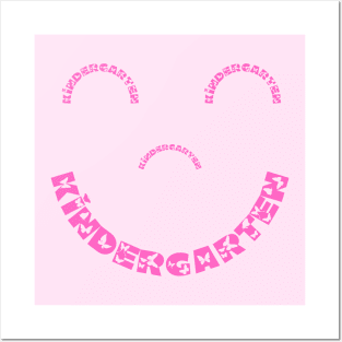 Kindergarten Smiley Face butterfly font Posters and Art